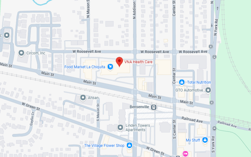 Map of Bensenville with VNA Health Care - Weston Avenue center