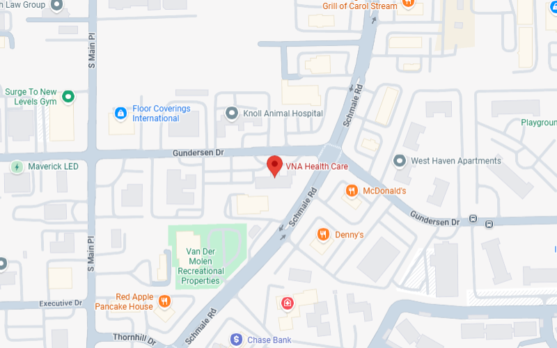 Map of Carol Stream, IL with VNA Health Care center