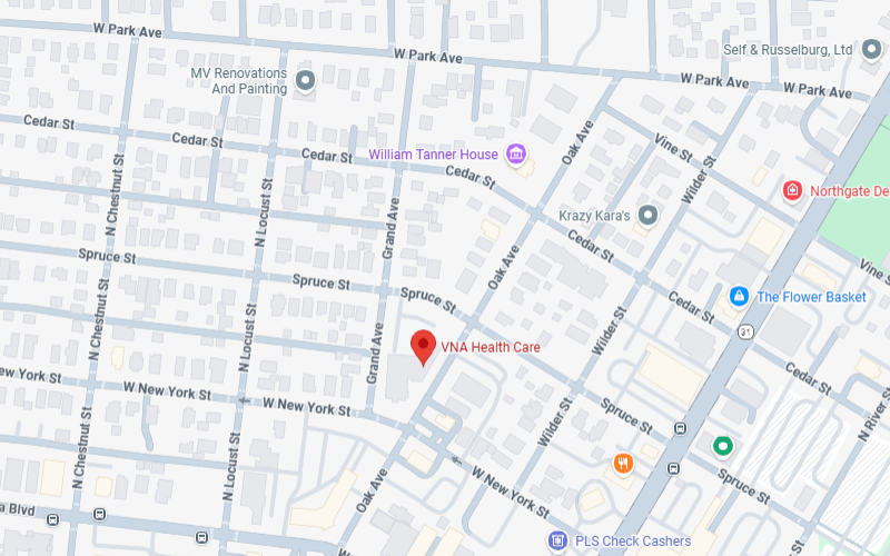 Map of Aurora, IL with VNA Health Care - Jeff Craig center