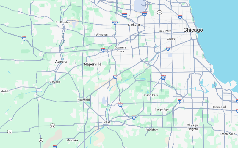 Map of Illinois with VNA Home Services area