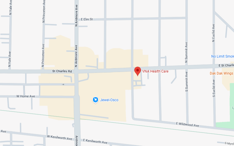 Map of Villa Park, IL with VNA Health Care center